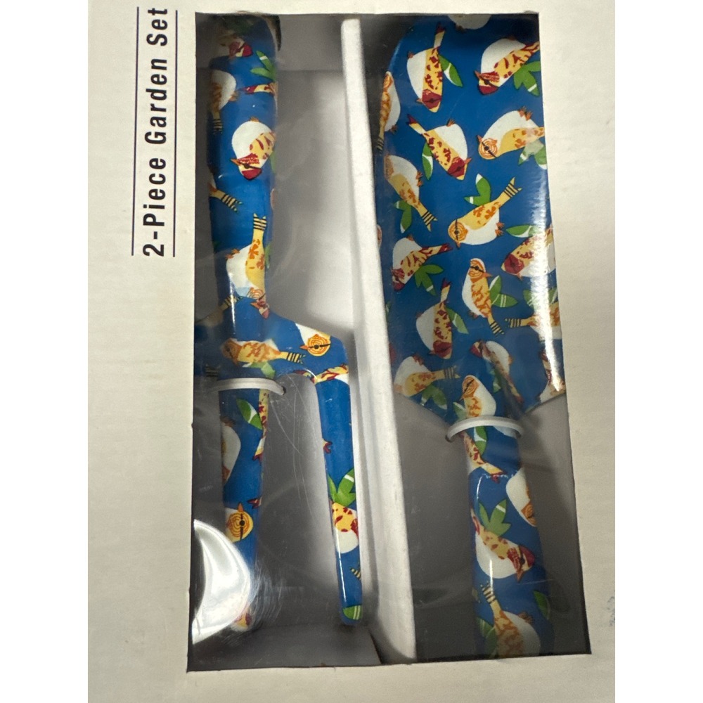 The Cellar Garden Bird Print 2 Piece Tool Set Shovel Hand Rake‎ Gardening Gift
